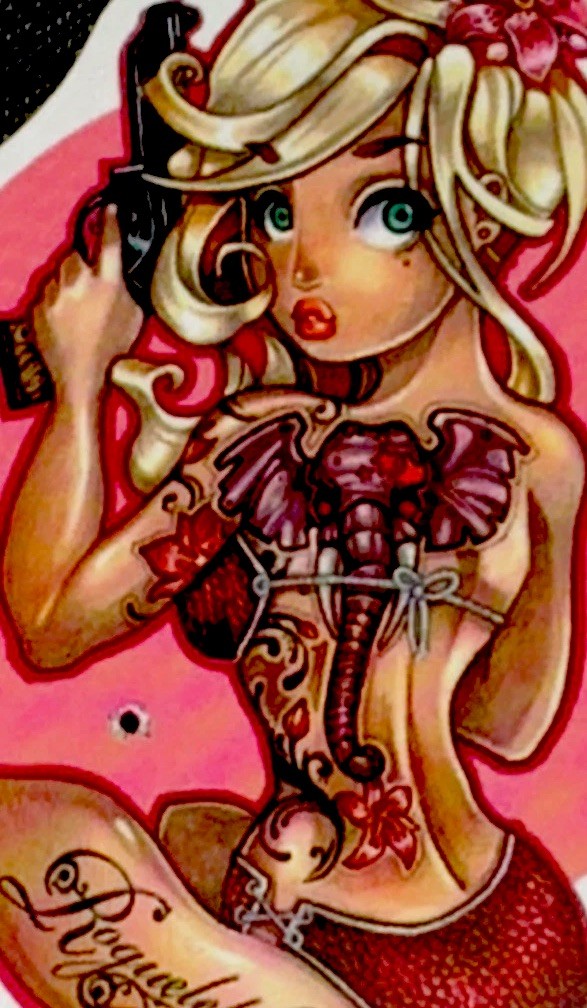 SEXY GIRL STICKER✨💋🌺💋✨2 1/2” X 2”✨GLOSSY✨CUTE TATTOOS🔥✨BLONDE HAIR✨🩷❤️‍🔥💫