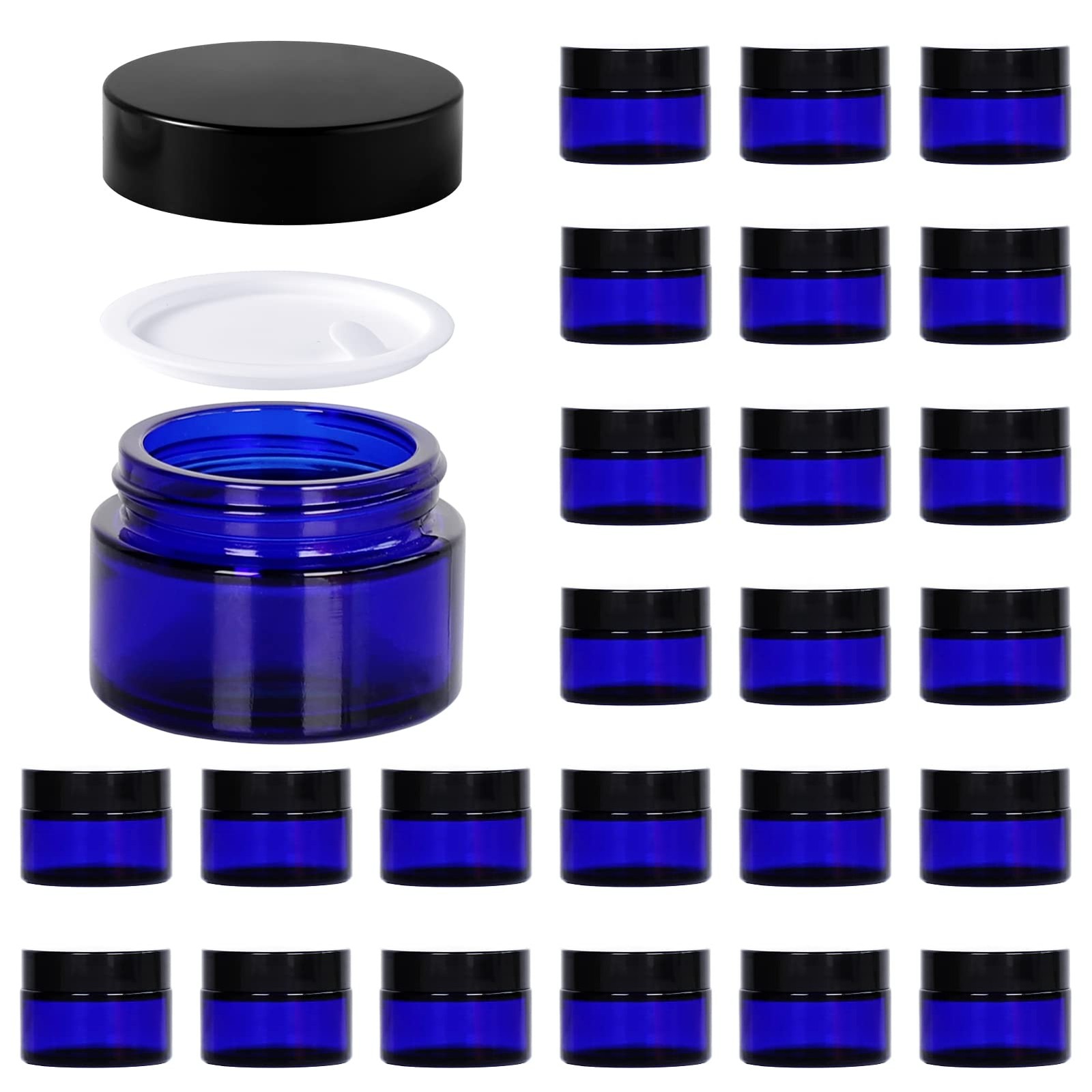 11 Hoa Kinh 1Oz Glass Jar Lid Hoa Kinh 25Pack Blue Round Containers Cosmetic