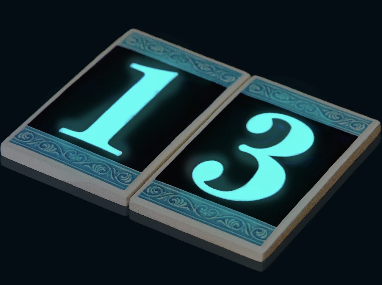 House numbers in Ceramic.4×3’’ Glow In The Dark Made/painted By Hand in ItalY