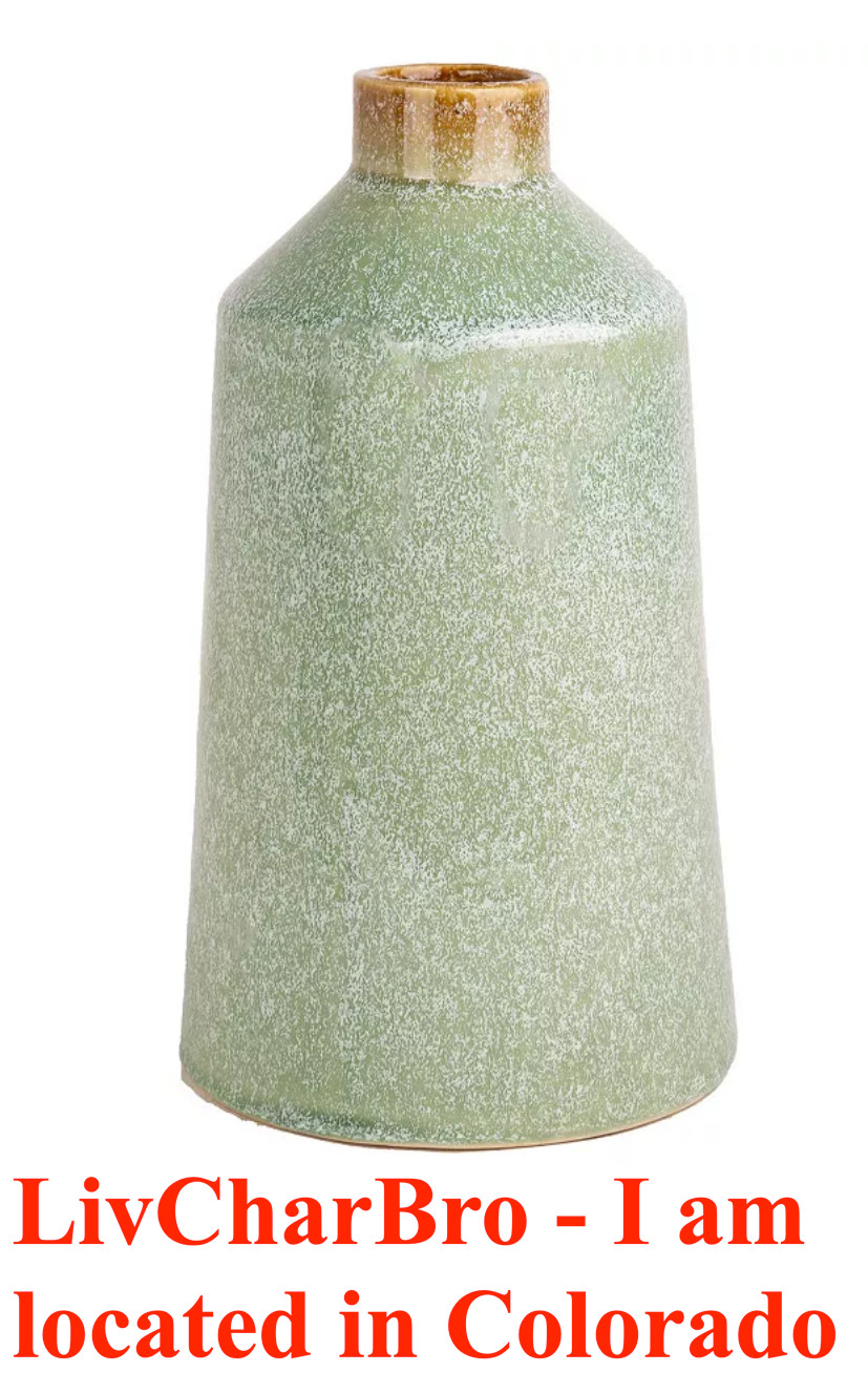 10″H x 5.5″W Everyday Decor Green Ceramic Vase Table Decor