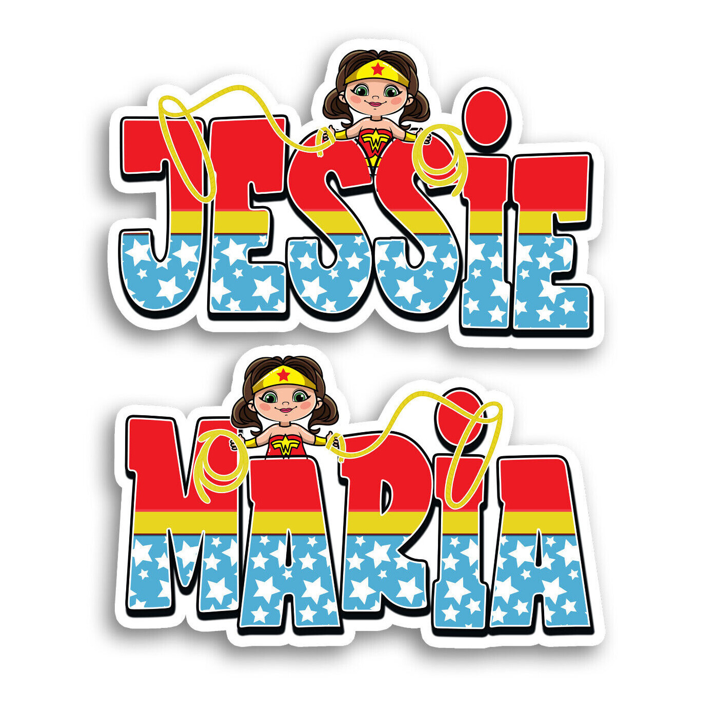 Custom Name Sticker Personalized Decal Superhero Girl Power Amazon Warrior Theme