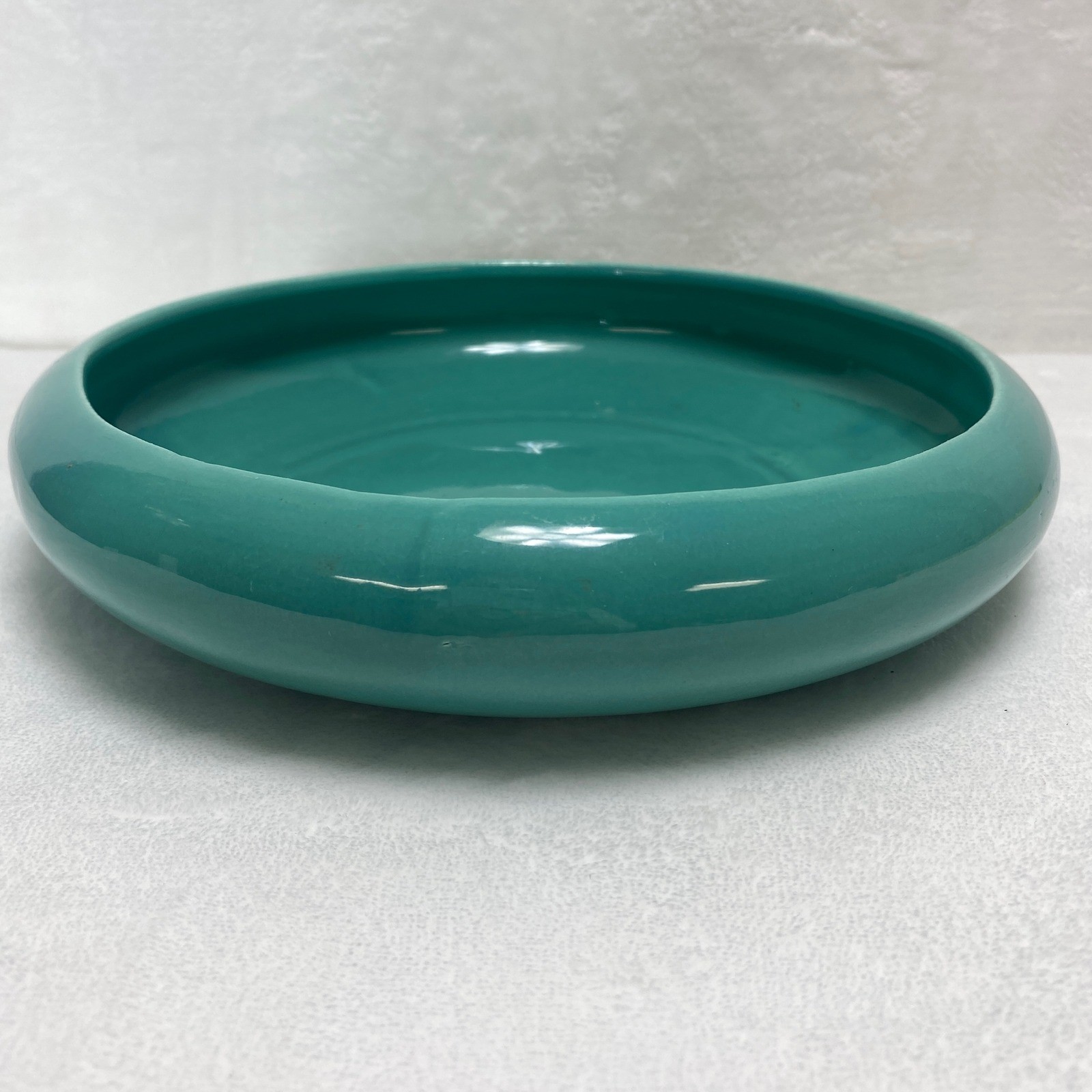 MCM Fenton Art Glass? Teal Ceramic Trinket Serving Dish Planter Vintage Retro