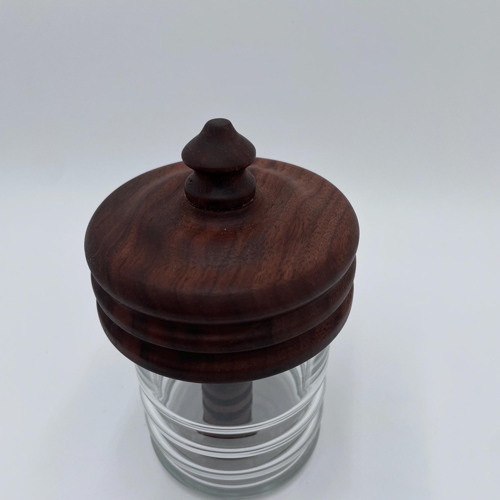 Honey Dipper Jar – Walnut Wood and Glass – Handturned Lid and Dipper