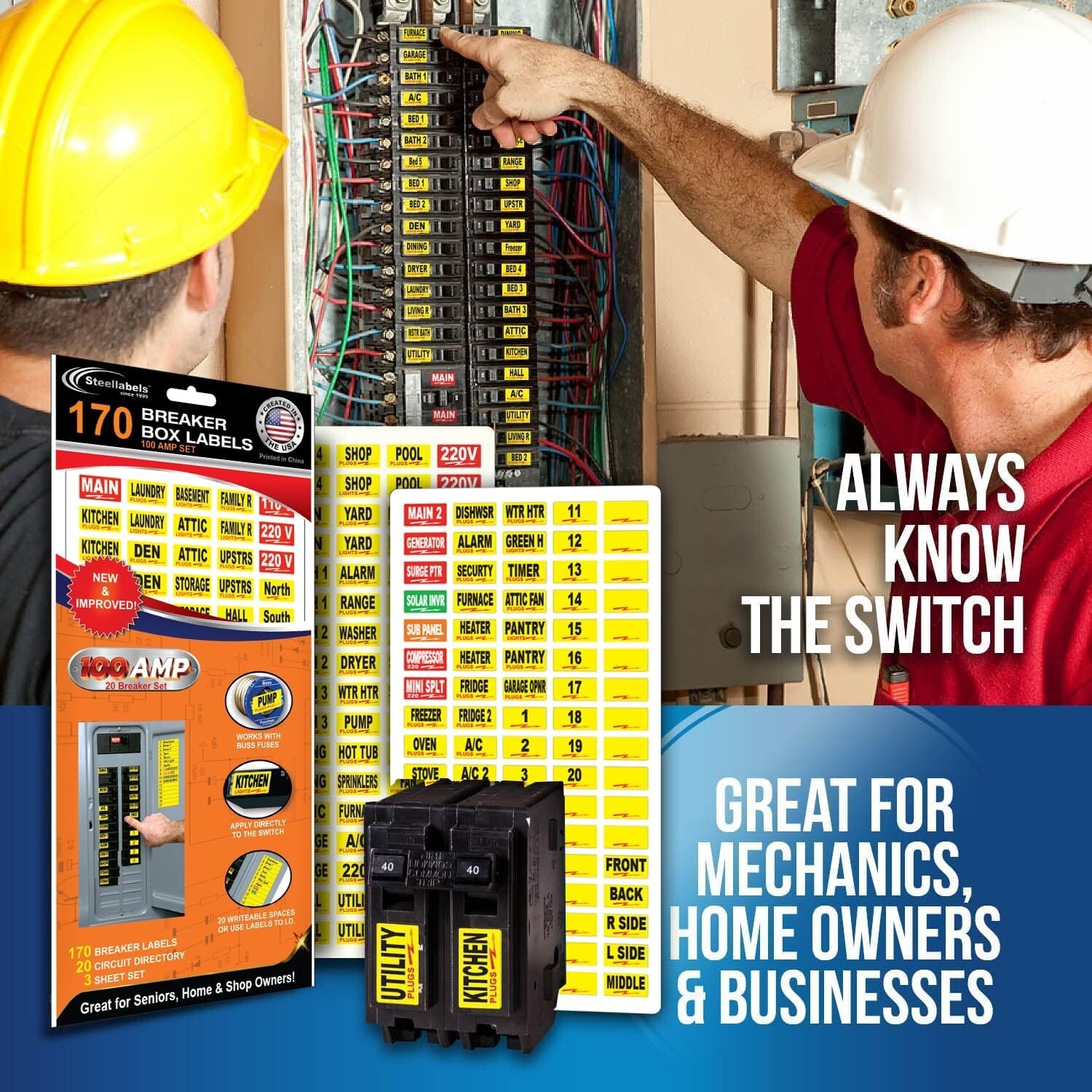 100 AMP CIRCUIT BREAKER LABEL SET – 170 Circuit Decals 20 CIRCUIT DIRECTORY