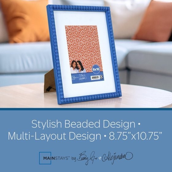 Mainstays by Becky G. Beaded Photo Frame, 5x7in 8x10in Blue Eyes