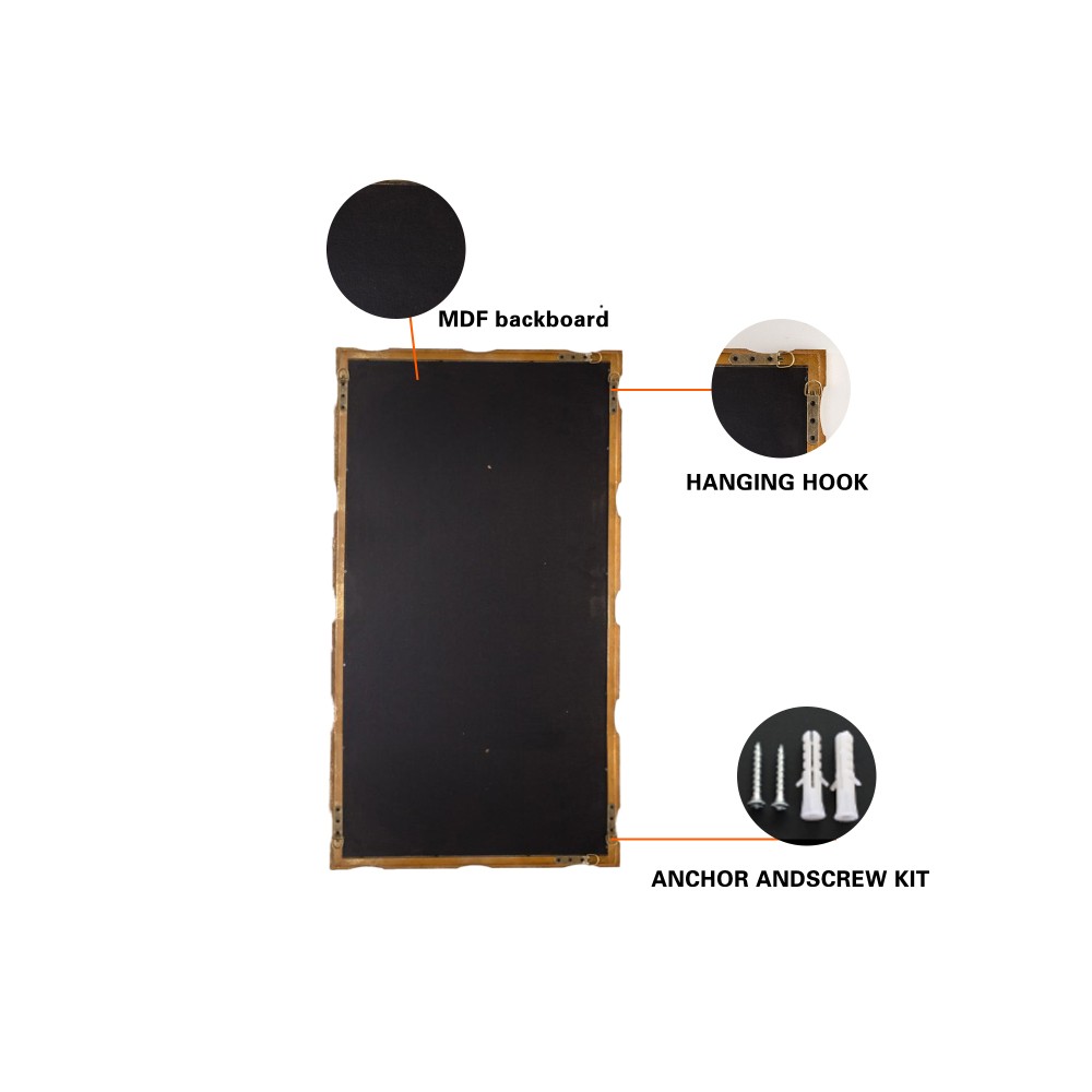 Gold Bamboo Style Rectangular Wall Mirror Gold Textured Solid Wood MDF Frame