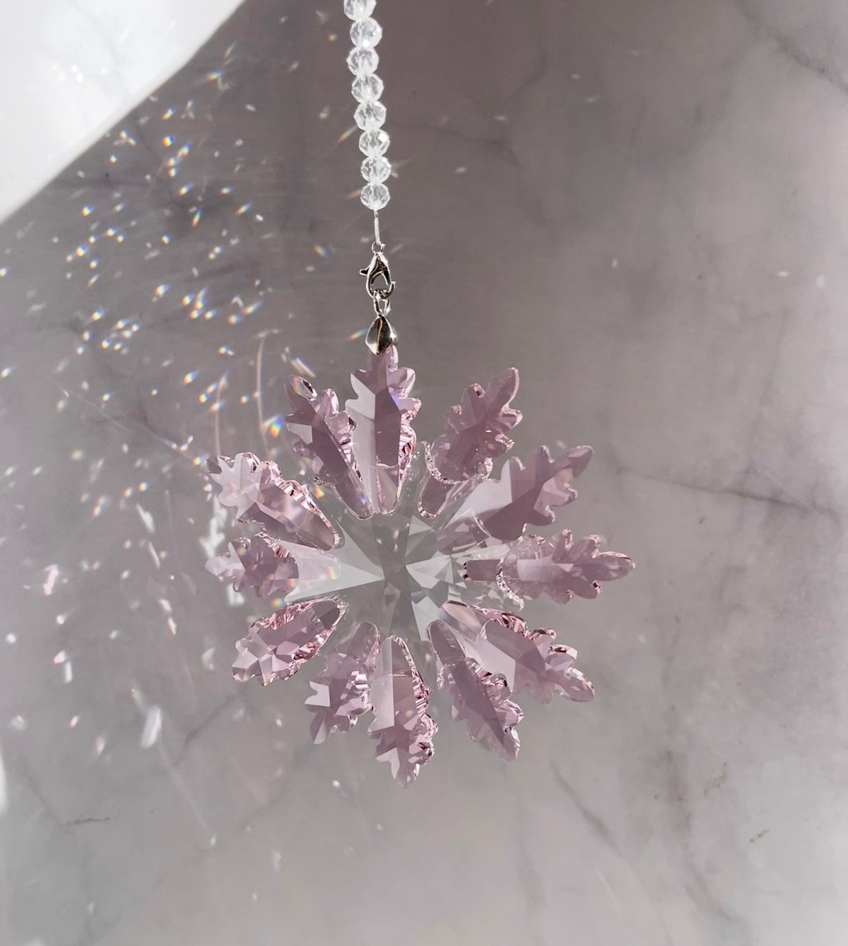 Crystal Snowflake Sun Catcher Christmas Decor Czech Bohemia Crystal Glass Gift