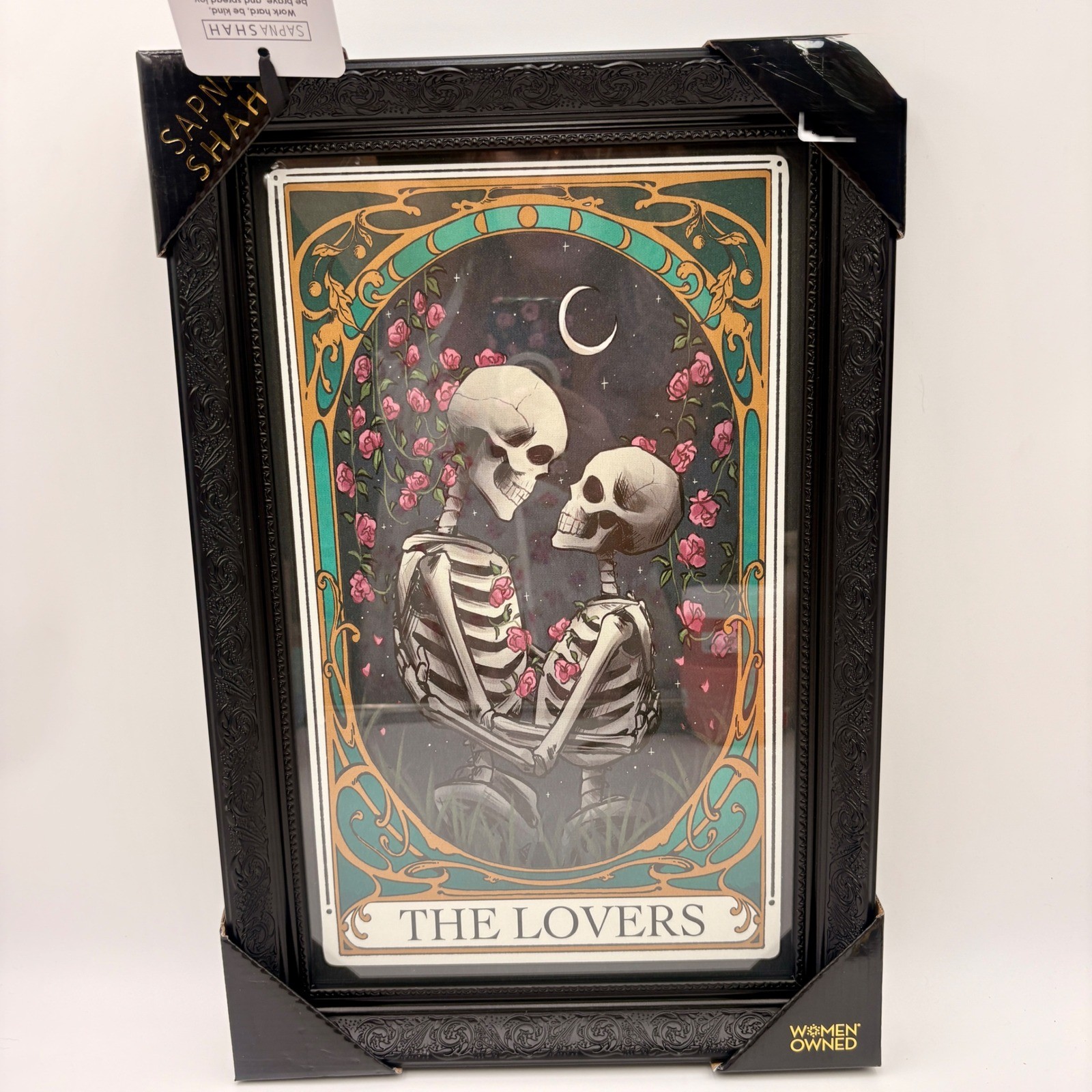 Sapna Shah The Lovers Tarot Card Framed Wall Art Skeleton Gothic Decor 12×18