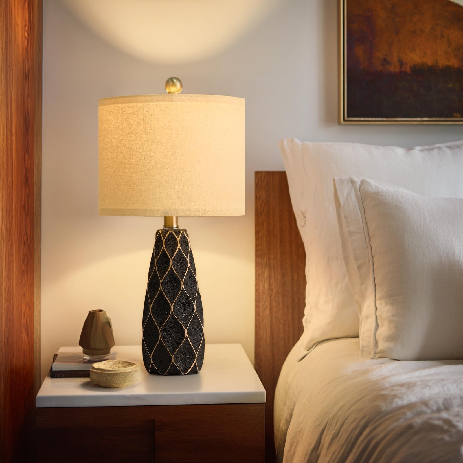 20.75″ Small Table Lamps for Living Room Bedroom Lamps Set of 2 Ceramic Moder…