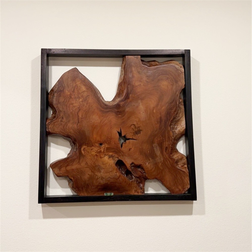 Farmhouse Wall Art Rustic Live Edge Solid Teak Wood Decor 17″x17″ Handmade Decor
