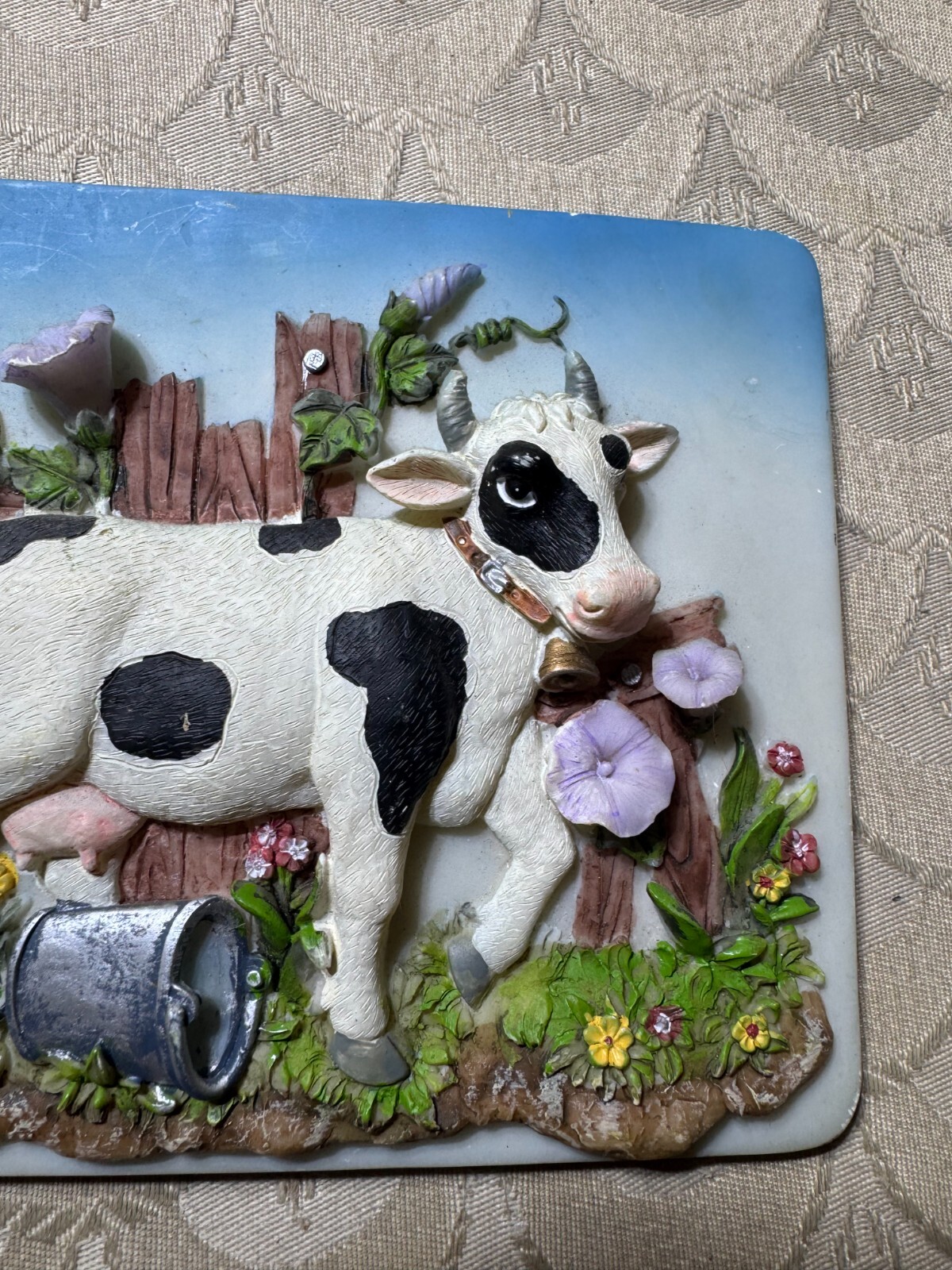 Vintage Ceramic 3D “Milk Cow” Wall Hanging Plaque – 4.75 Inches x 5.75 Inches
