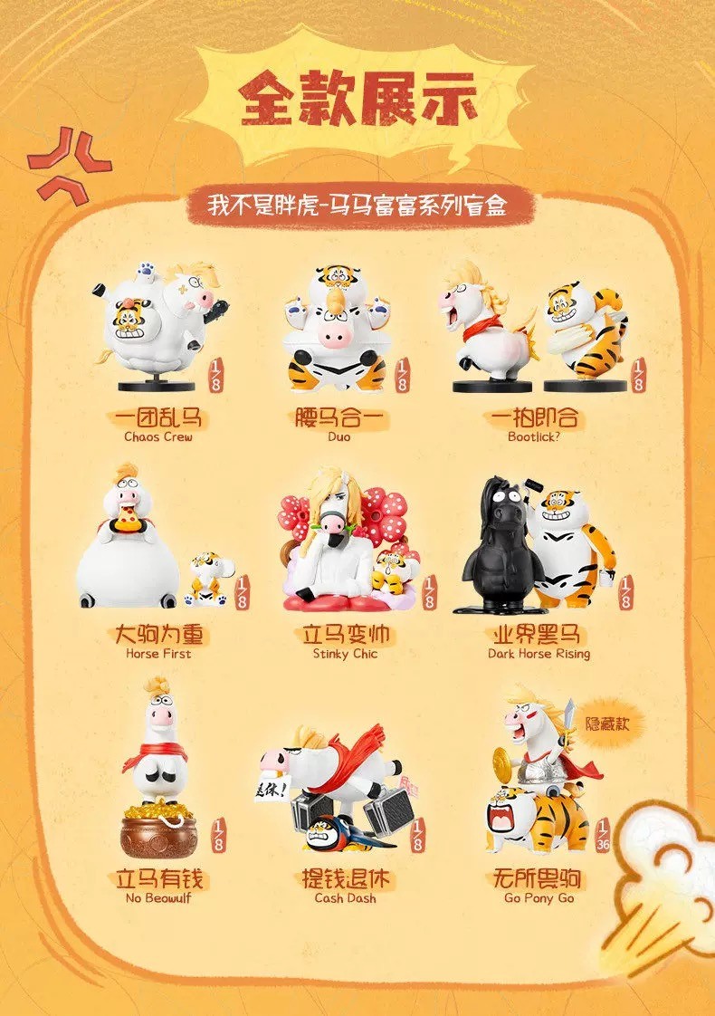 I’m Not Fat Tiger PangHu Horse and Tiger Series Confirmed Blind Box Figure Toy