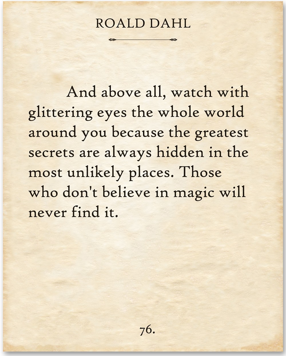 Roald Dahl Quote Poster And Above All 11×14 Unframed Literary Wall Art