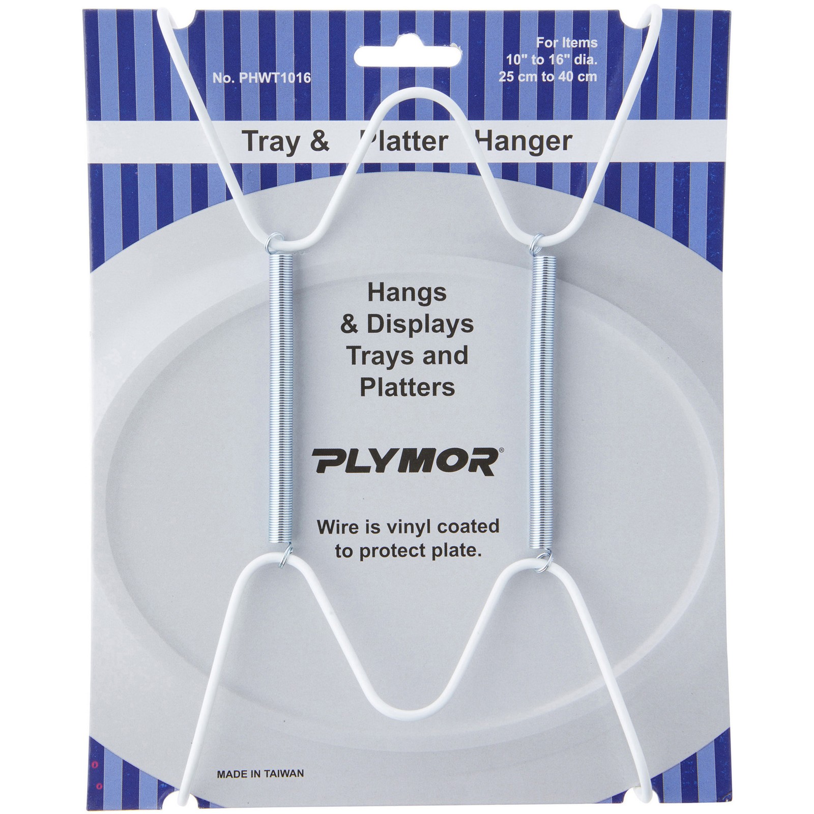 Plymor White Vinyl Finish Wall Mountable Tray Hanger (For Trays 10″ – 16″)