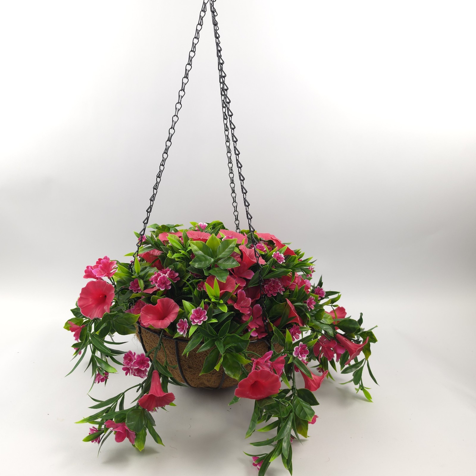 Wicker Park 18″ Cascading Pink Petunia and Wildflower Hanging Basket