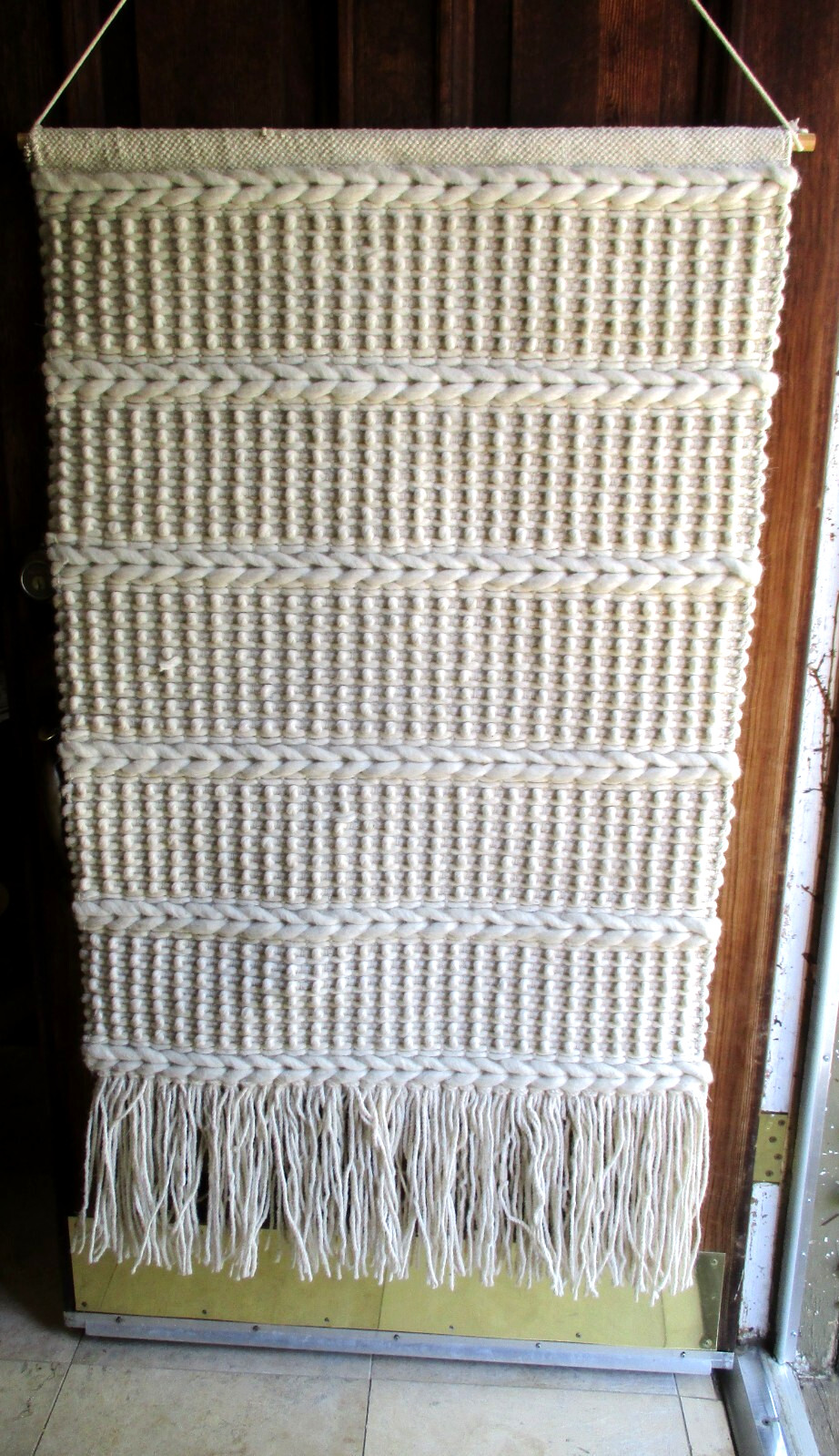 Wall Hanging, 30″ x 54″, Ivory Alpaca Wool, Thick Luxurious Texture, HOBO CHIC