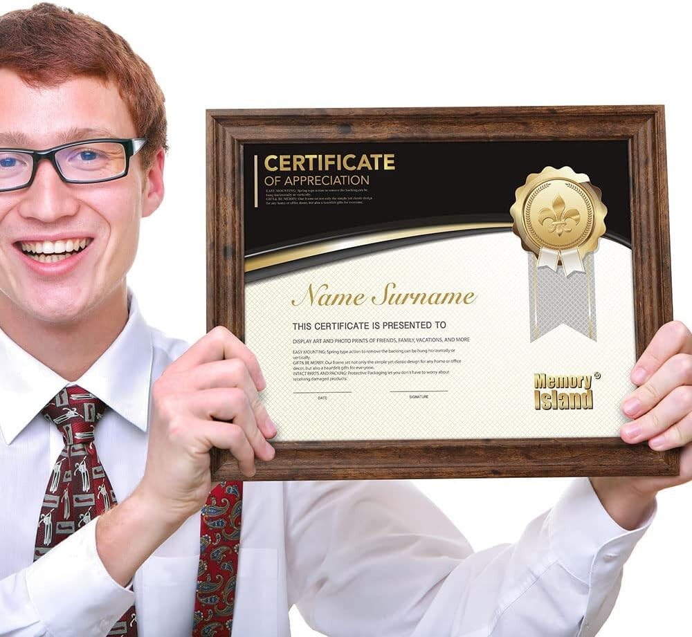 4 Pack Diploma Frame for 8.5×11 Certificates and Documents Solid Wood and Glass