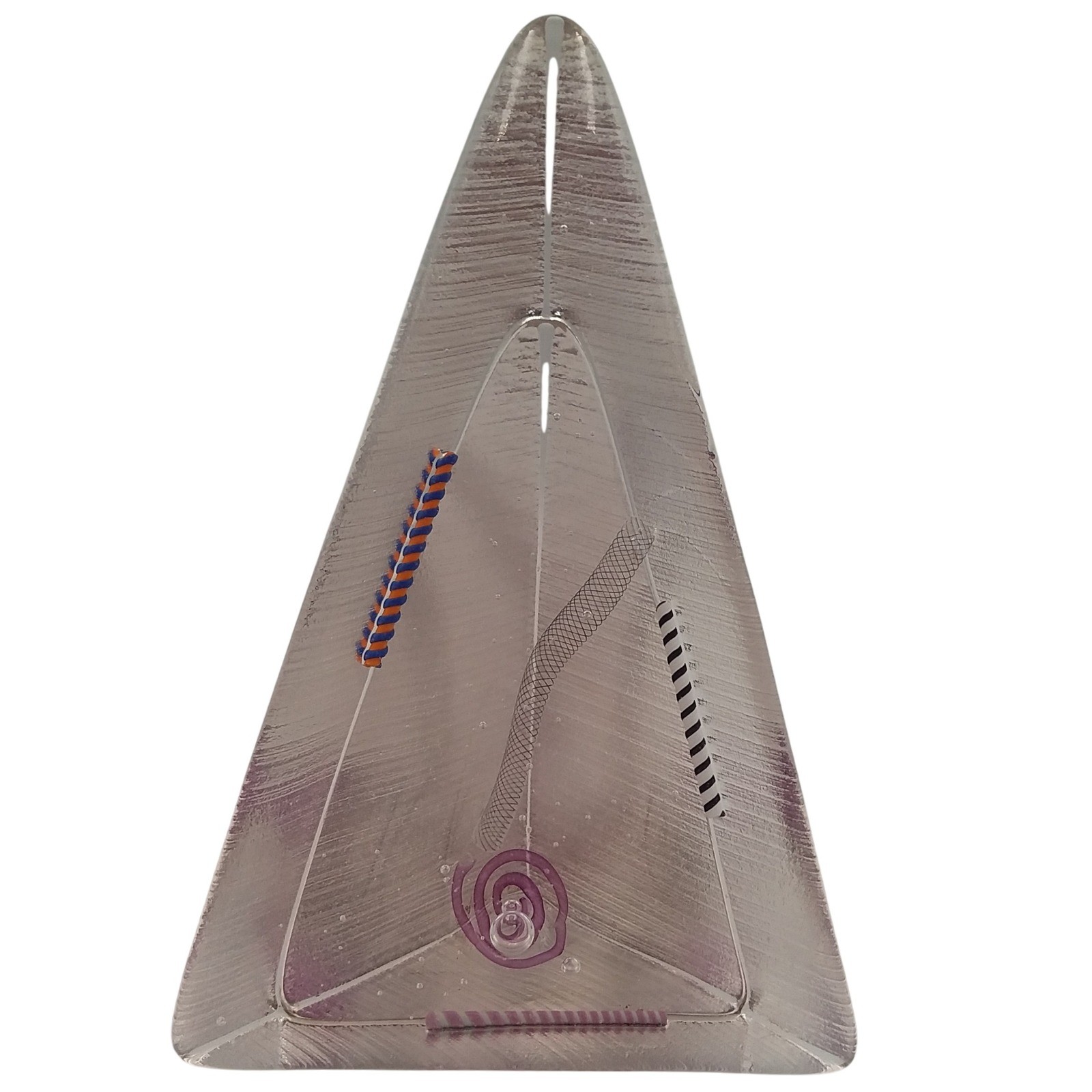 Ibex Studio Art Glass Pyramid Sculpture 1989 Vintage Postmodern Abstract HTF