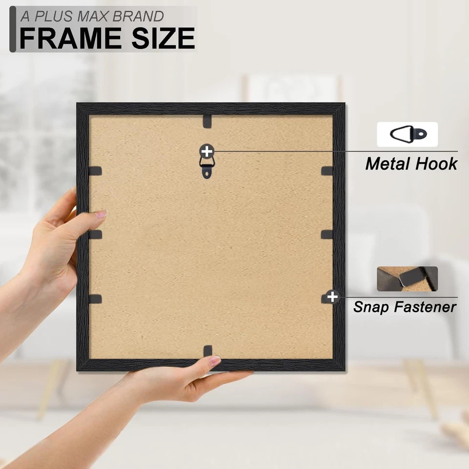 12×12 Frame, Black Picture Frame for 12 x 12 Square Picture Poster Photo, Lig…