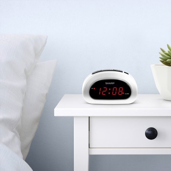 Digital Alarm Clock, Cloud White, Easy to Set Controls, Red LED Display, NEW