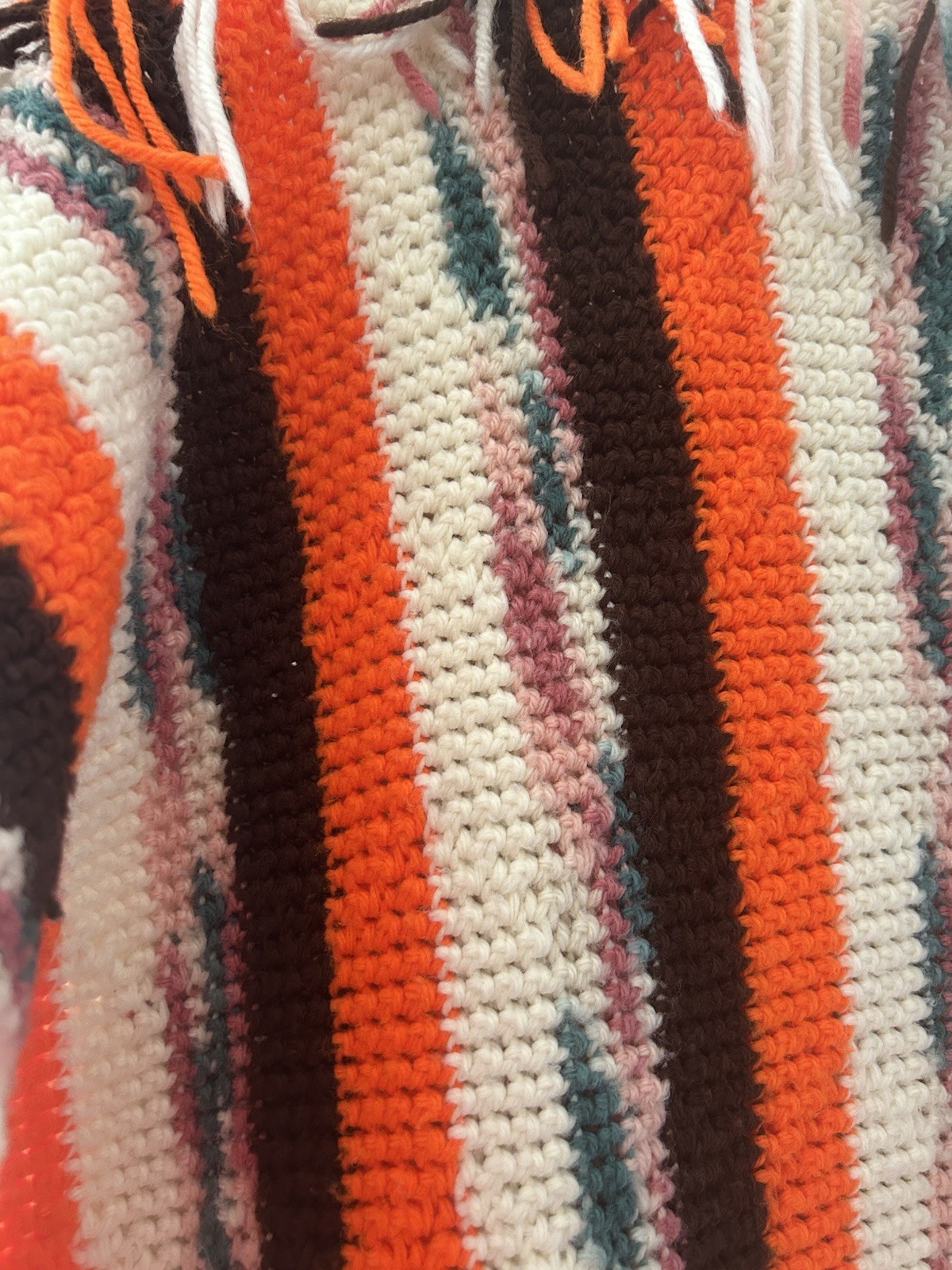 Vintage Handmade AFGHAN Crochet Throw Blanket 42”X 60”