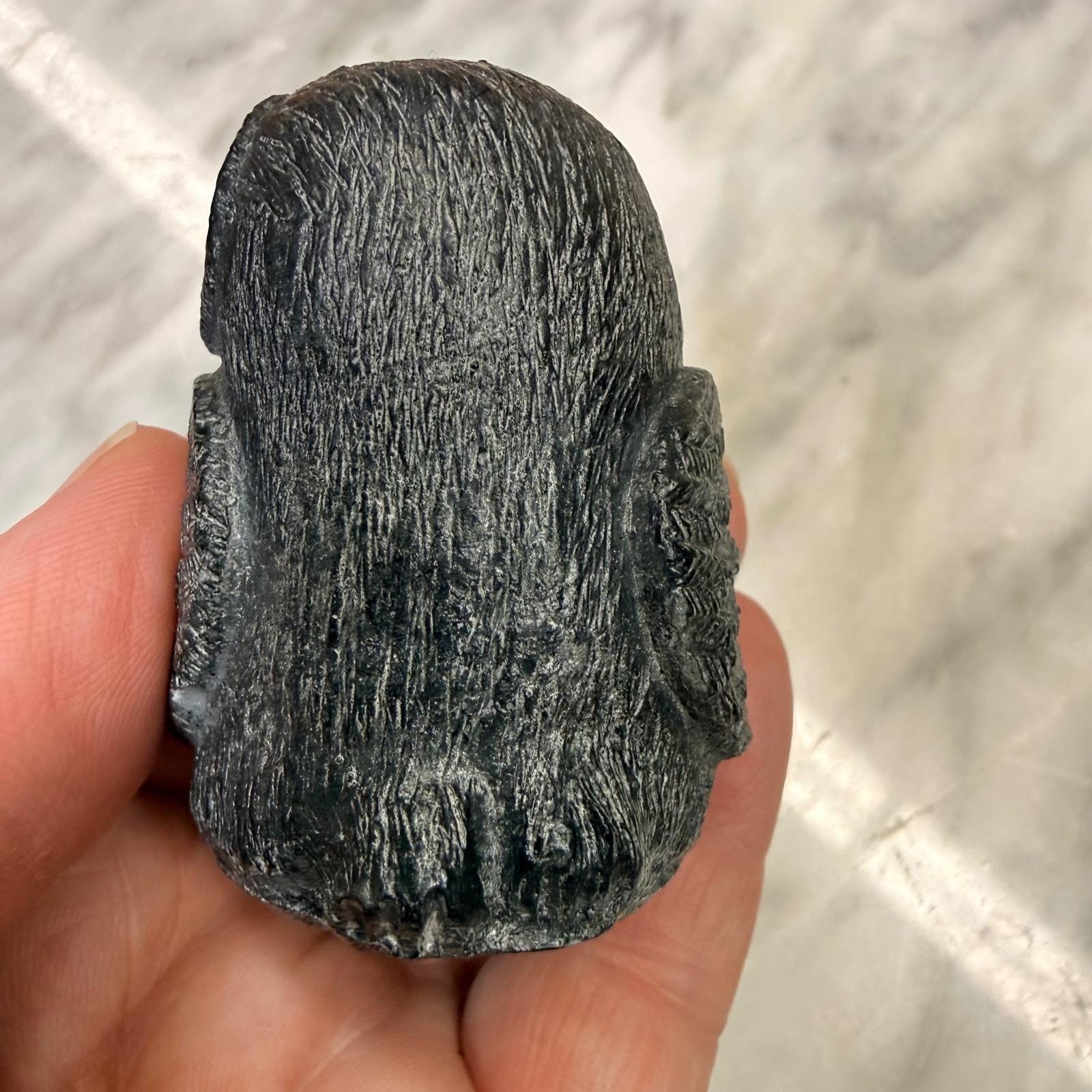 VTG Wolf Original Owl Hand Carved Black Soapstone Sculpture Glass Eyes 2.75 in