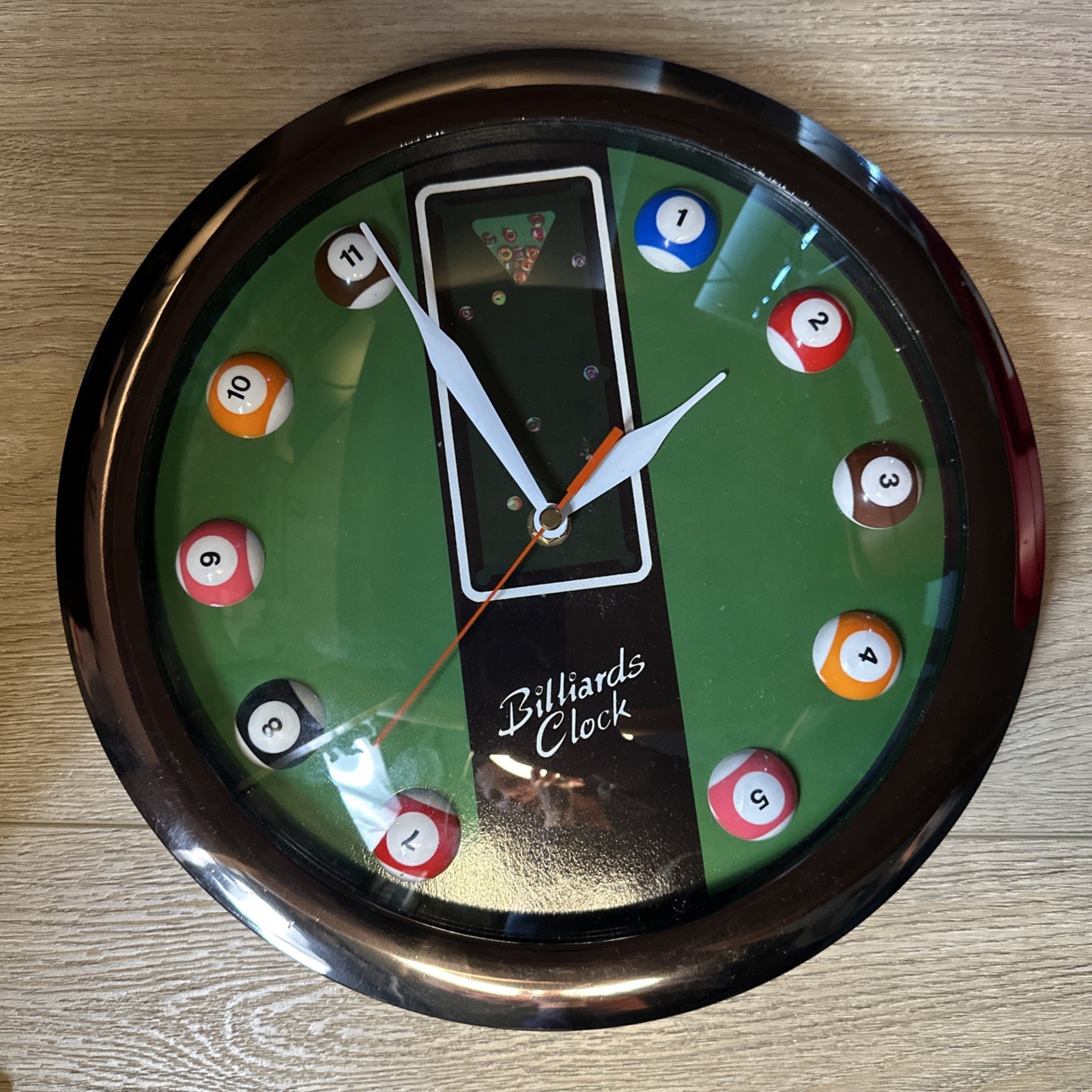 Wall Clock Game Room 11” Billiards Man Cave Bar Round Vtg Clock Unique Gift
