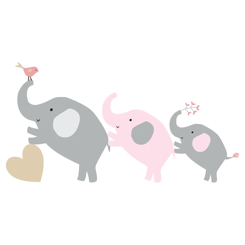 Bedime Originals Eloise Decals – Wall Decals for Baby’s Room – Trio of Elephants