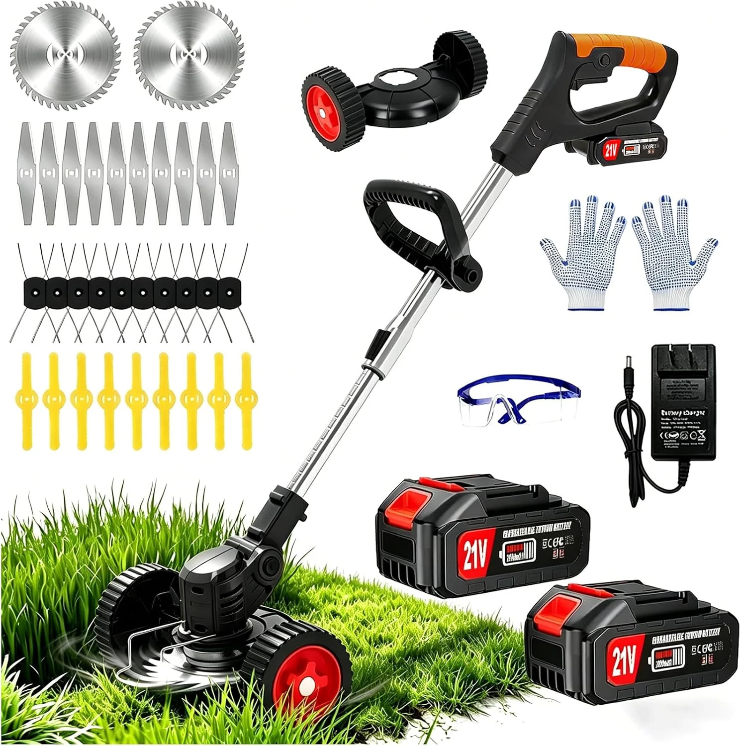 Electric Weed Wacker Cordless Battery Powered Weed Eater, String Trimmer with 2