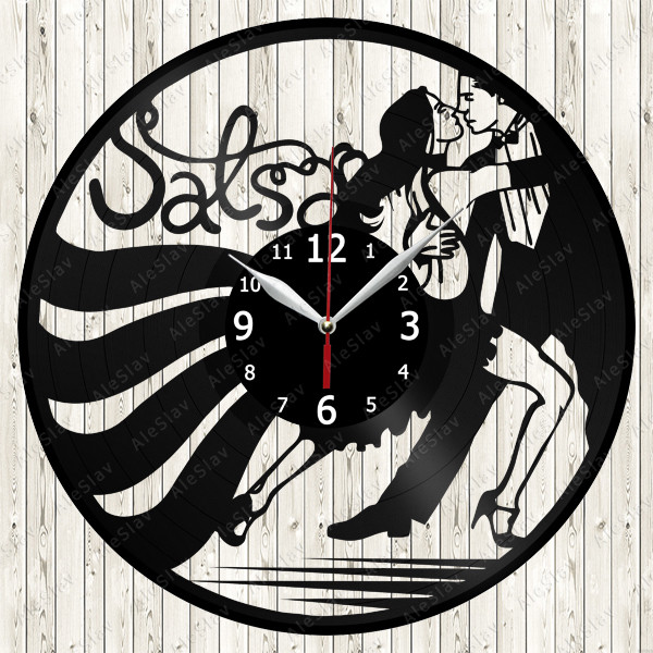 Salsa Dance Skates Vinyl Record Wall Clock Decor Handmade 1780