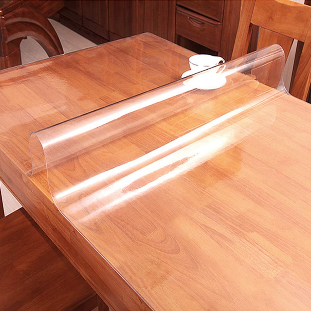 Leoewo Rectangular Clear Table Protector Crystal Plastic Table Pads Vinyl