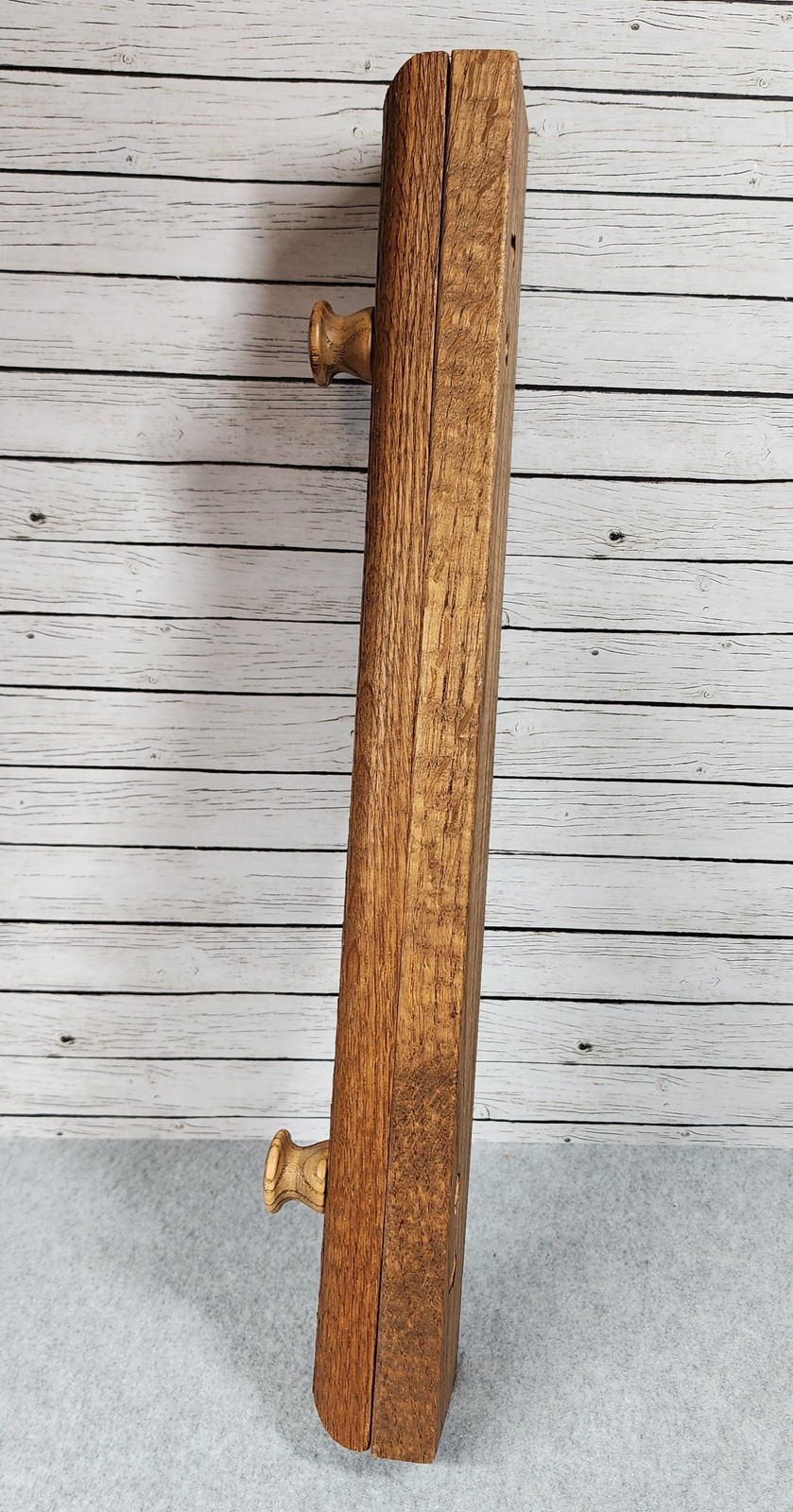 Vintage Solid Oak Quilt Hanger 18″ Wall Mount Wooden Clamp Display Handmade