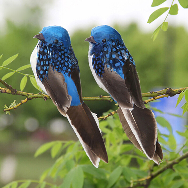 4pcs Mini Artificial Birds Fake Feather Foam Sparrow Home Garden Ornaments Craft