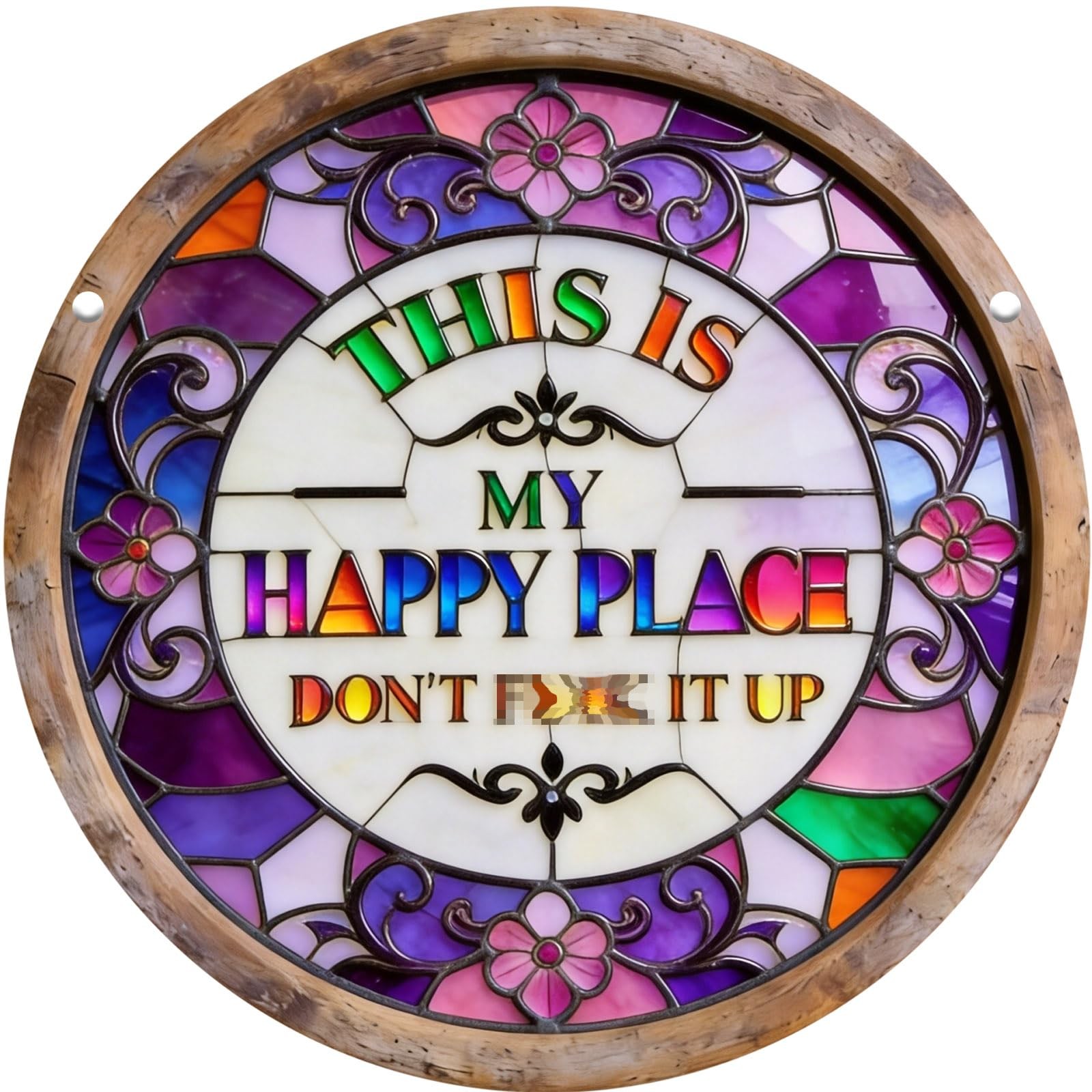 “This Is My Happy Place Don’T F It Up” Sign, 11.5 Inch Acrylic Wall Decor, Vibra