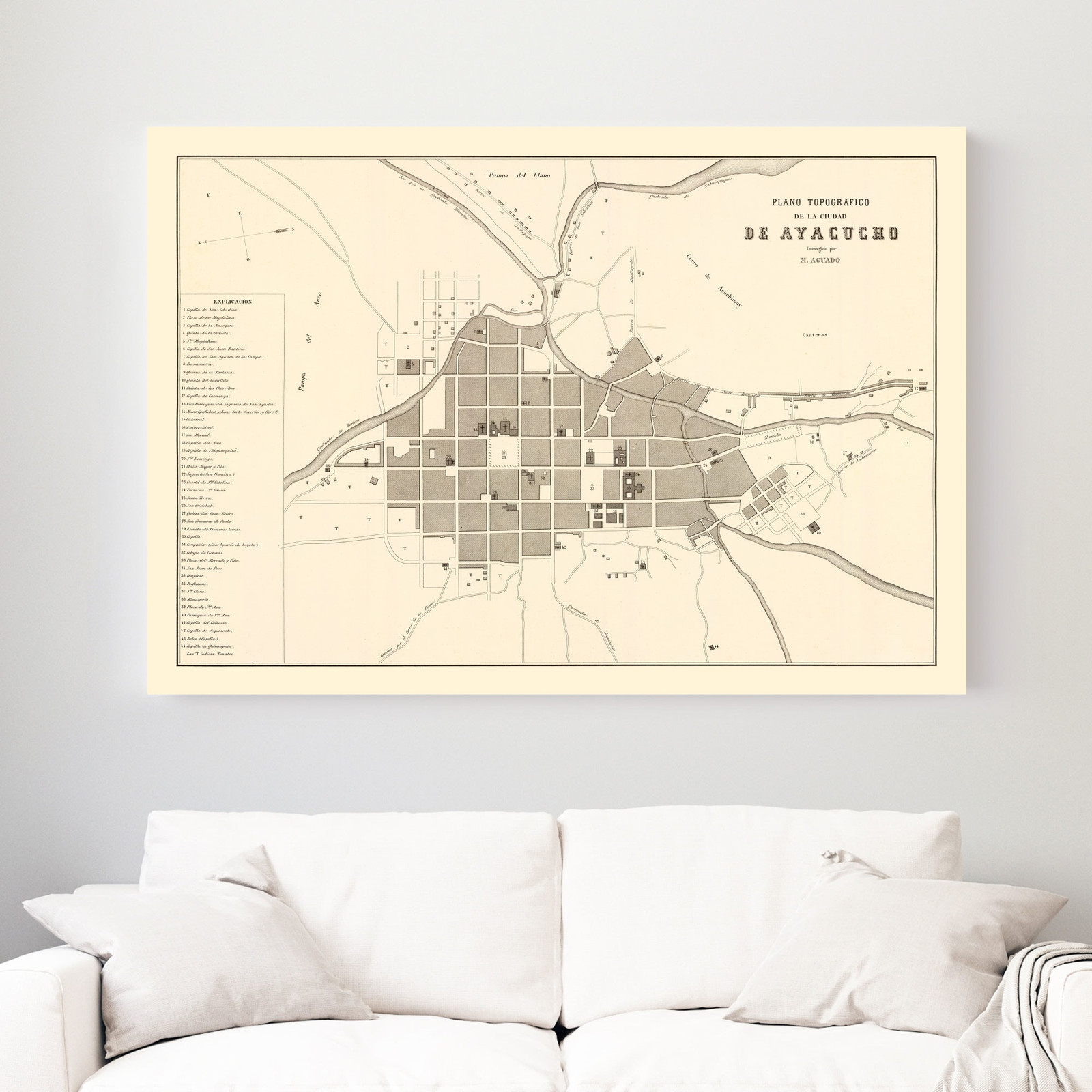 Old Map of Ayacucho 1865 – Vintage Peru Art Wall Decor Print
