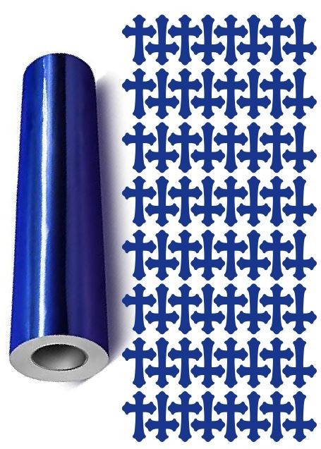 Chrome Blue Cross Stickers 1″ DC24