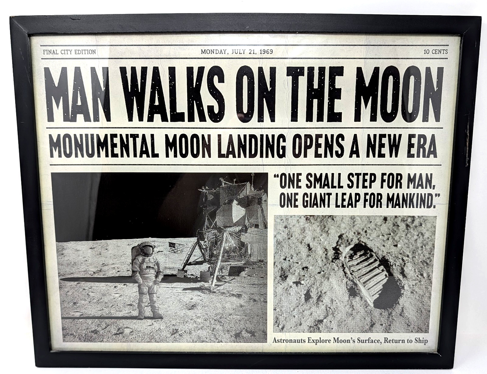 NASA Image Man Walks On The Moon Wall Decor Framed 20in X 16in