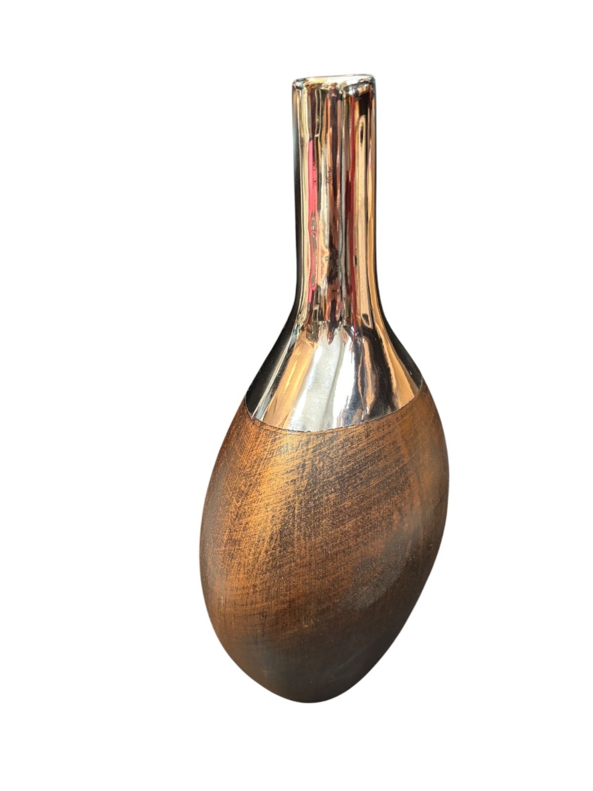 Rustic Brown & Silver Decorative Vase For Modern & Minimalist Homes