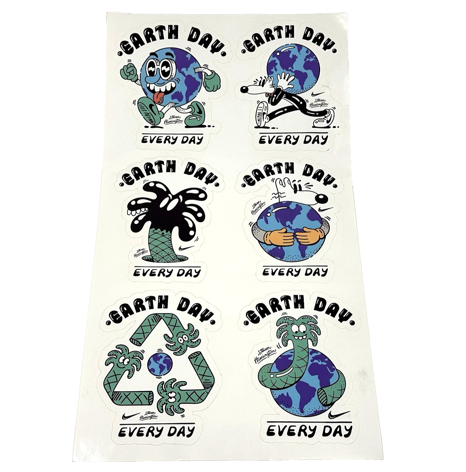 Nike ACG X Steven Harrington Sticker Sheet Earth Day Pack 6 Decals 4″ Nike Logo