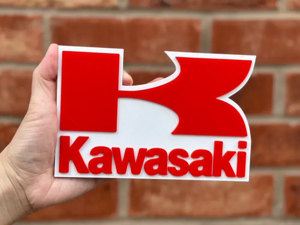 Kawasaki Logo Sign 3D Wall Art Motorcycle Garage Man Cave Decor Red White