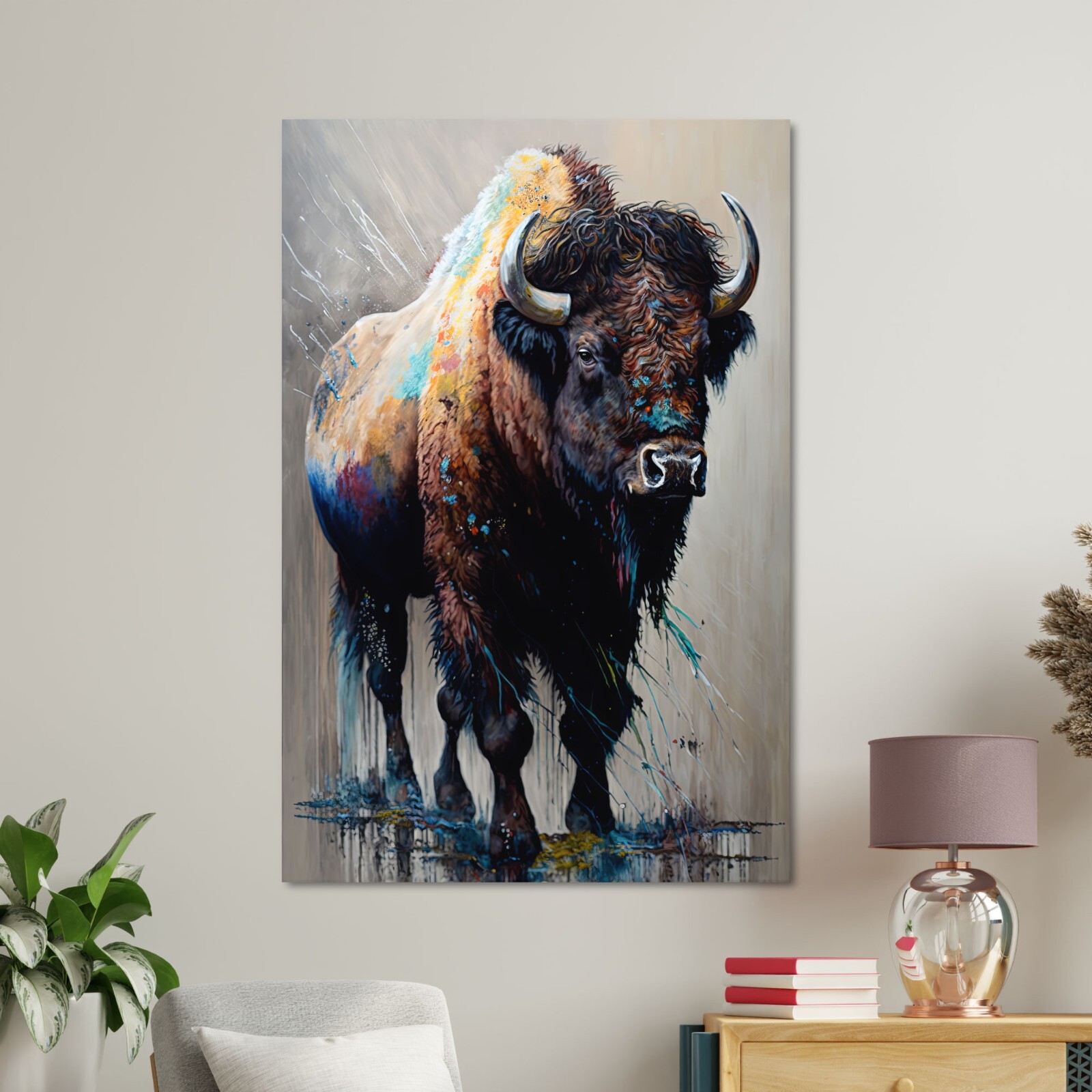 American Buffalo Canvas Wall Art, Painting Print, Home Decor – 5 Sizes