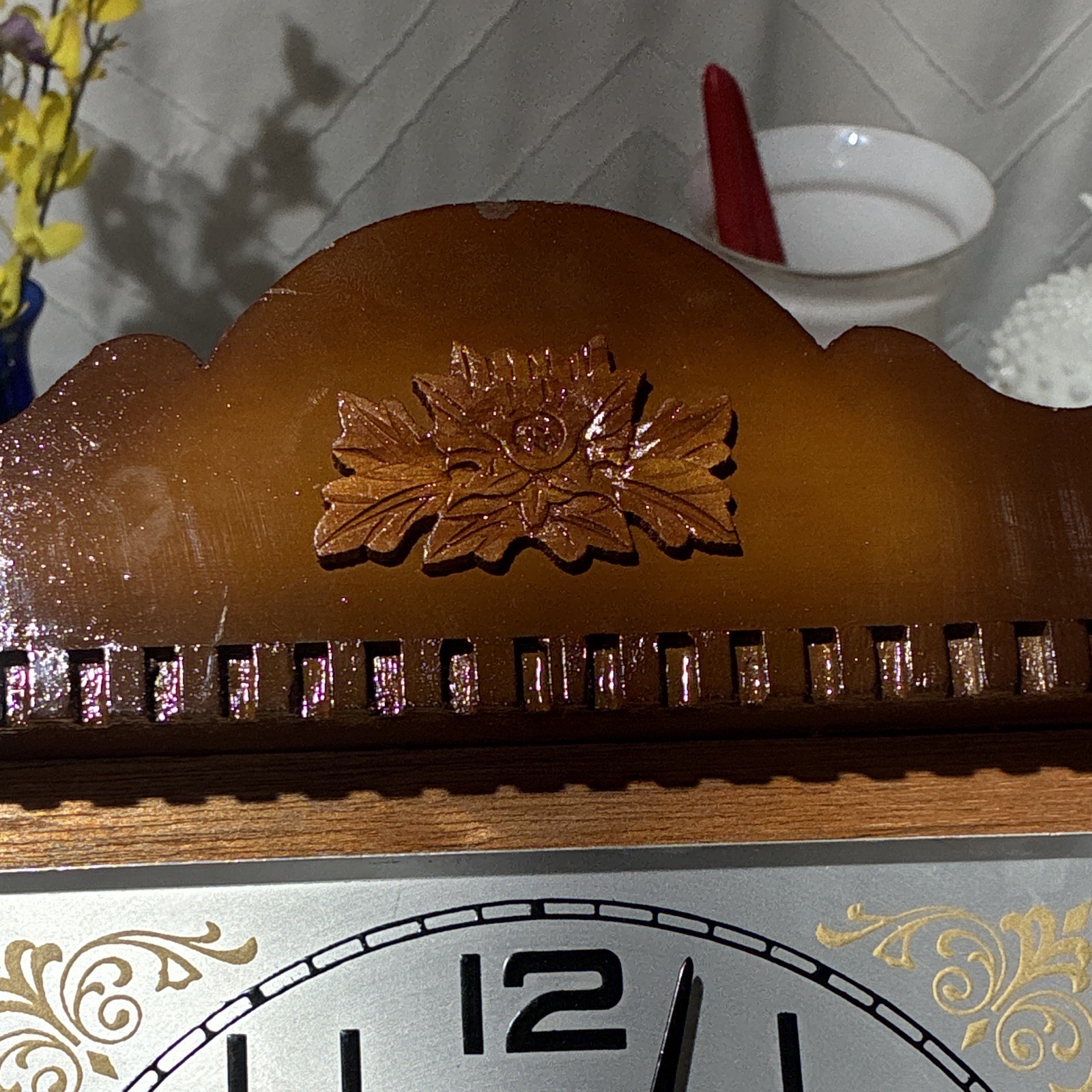 Orient 15 Days Pendulum Wall Clock Brown Wood Case Analog Rectangular Arabic