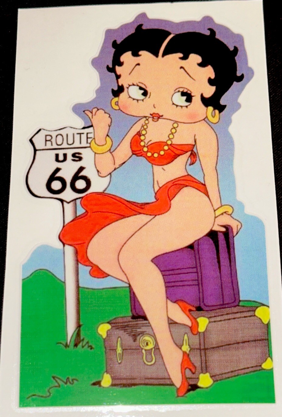 BETTY BOOP DECAL STICKER✨💋💄💜👠💋✨5” X 3”✨GLOSSY✨ROUTE US 66✨SEXY & CUTE✨❤️‍🔥
