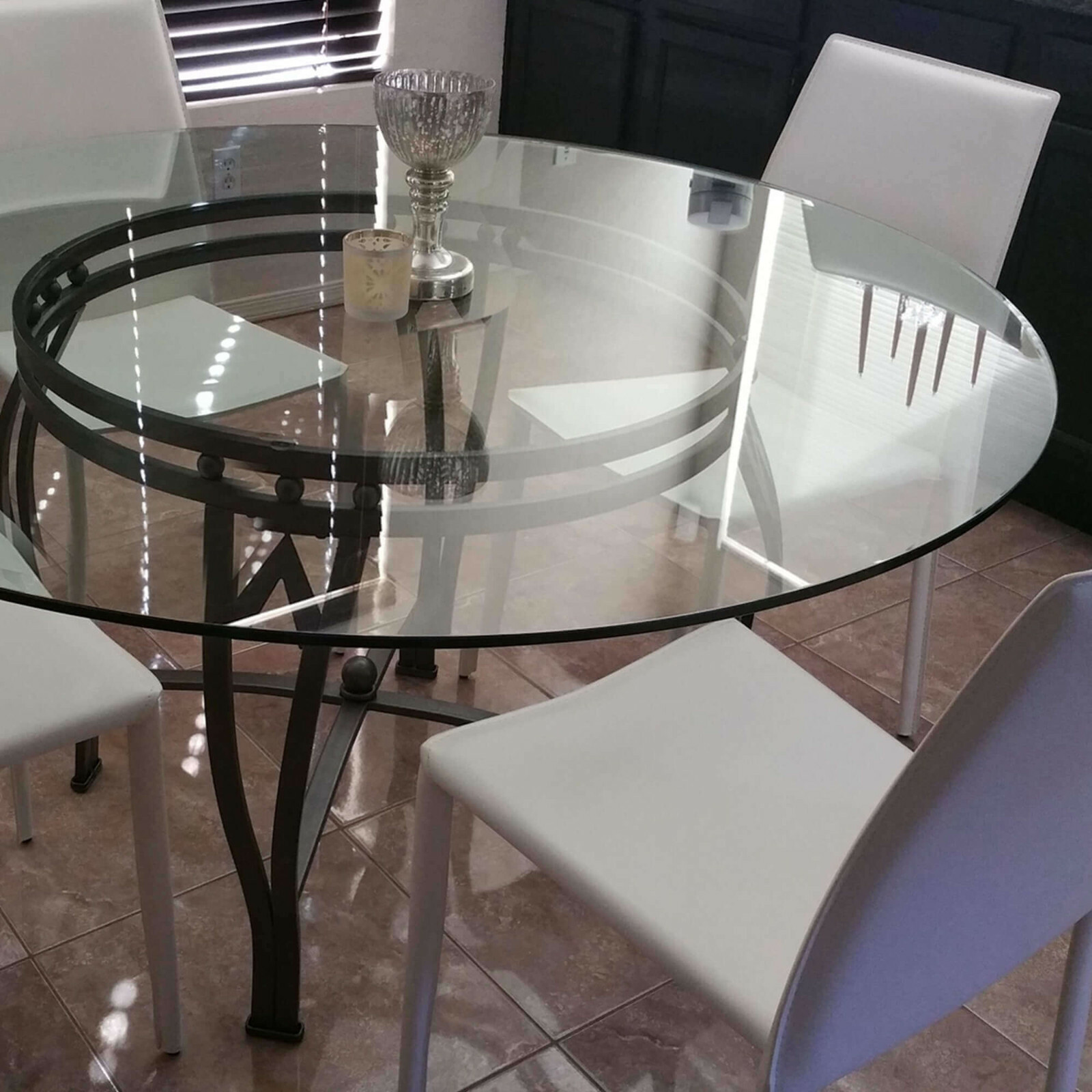 Clear Tempered Glass Table Top 24″ Inch 3/8″ Inch Thick w/ Pencil Polished Edge