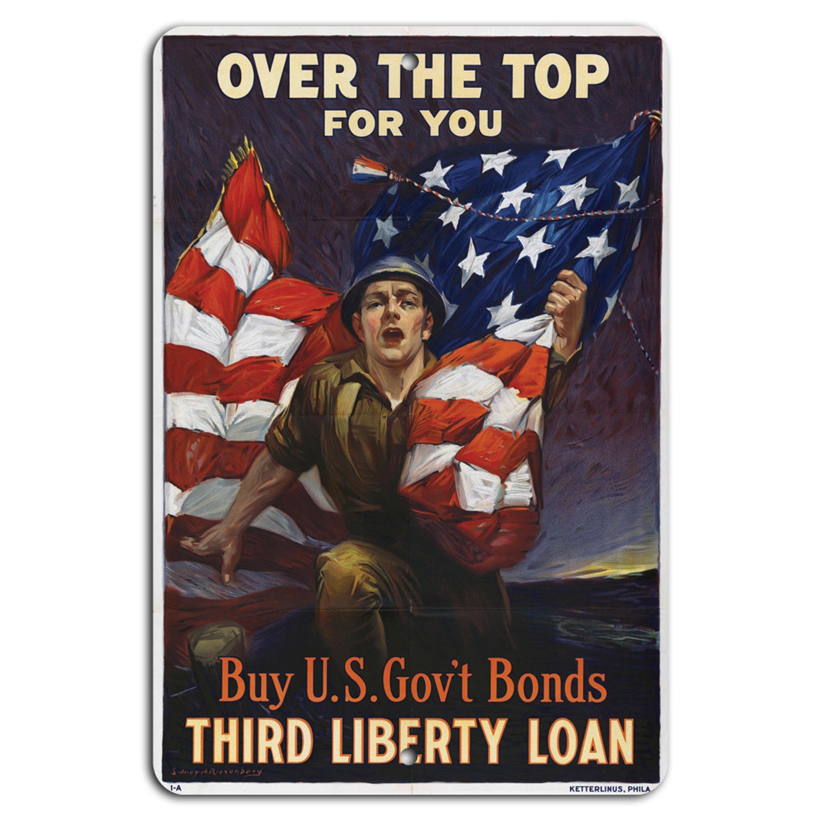 Liberty Loan Sign BanginPrints Vintage Patriotic Aluminum Metal Plaque