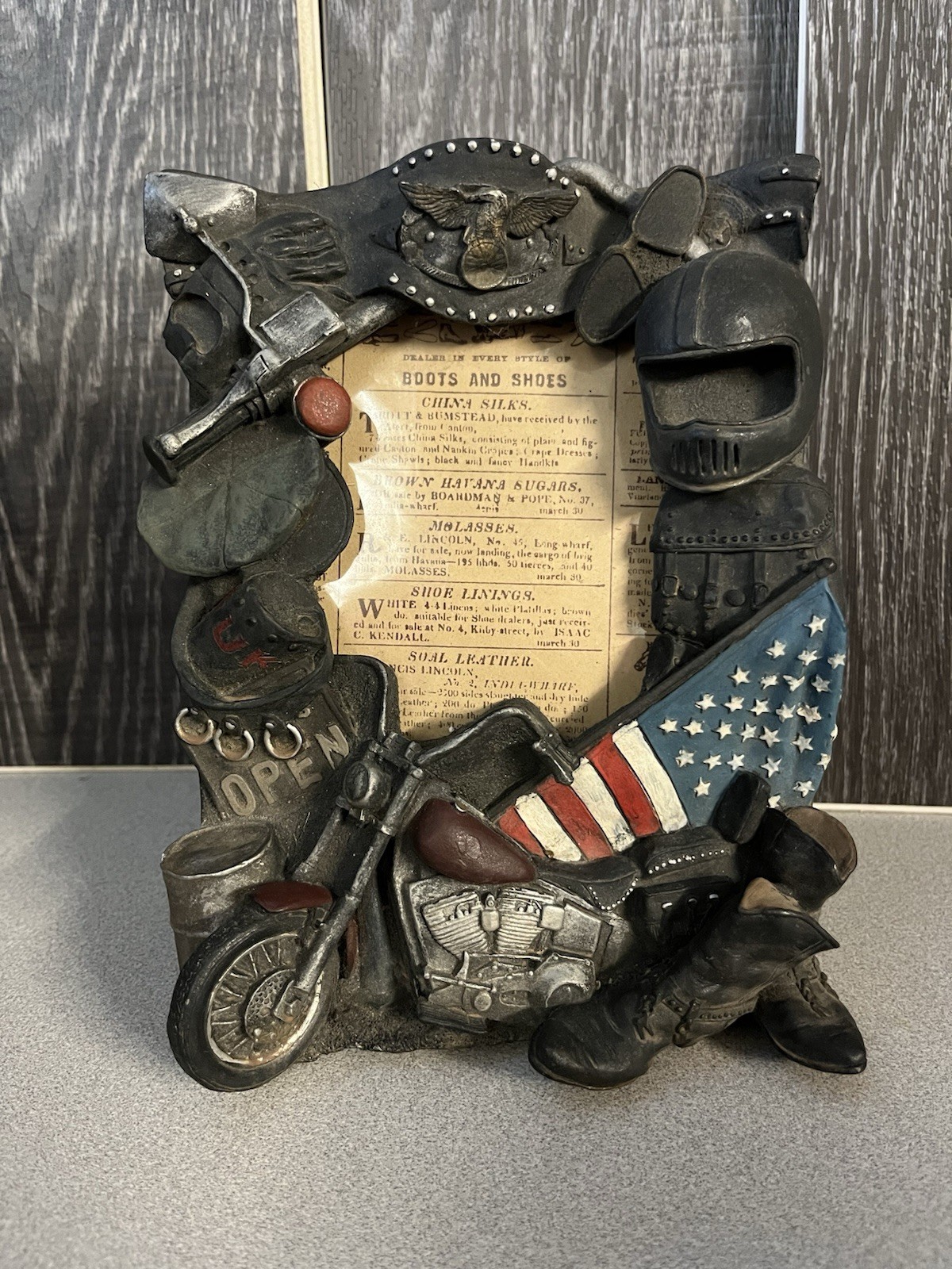 Motorcycle Picture Frame Patriotic Eagle Keypoint