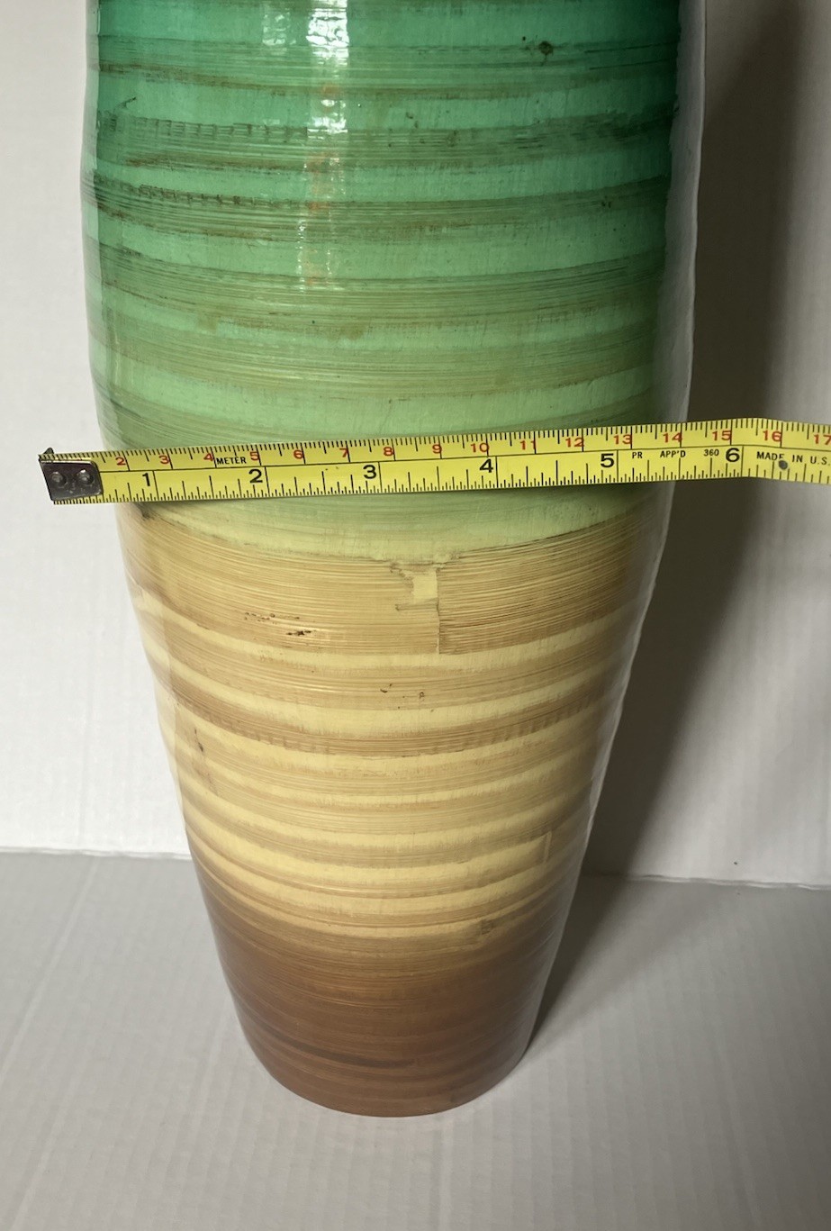 Bamboo Lacquered Colorful Floor/ Table Vase 17.5 X 6 Inches