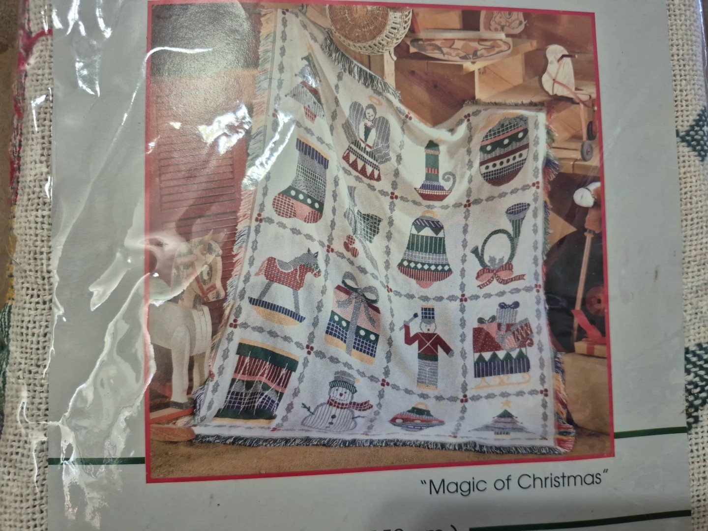 Vintage Texture Woven 100% Cotton Afghan “Magic Of Christmas” 48” x 60”