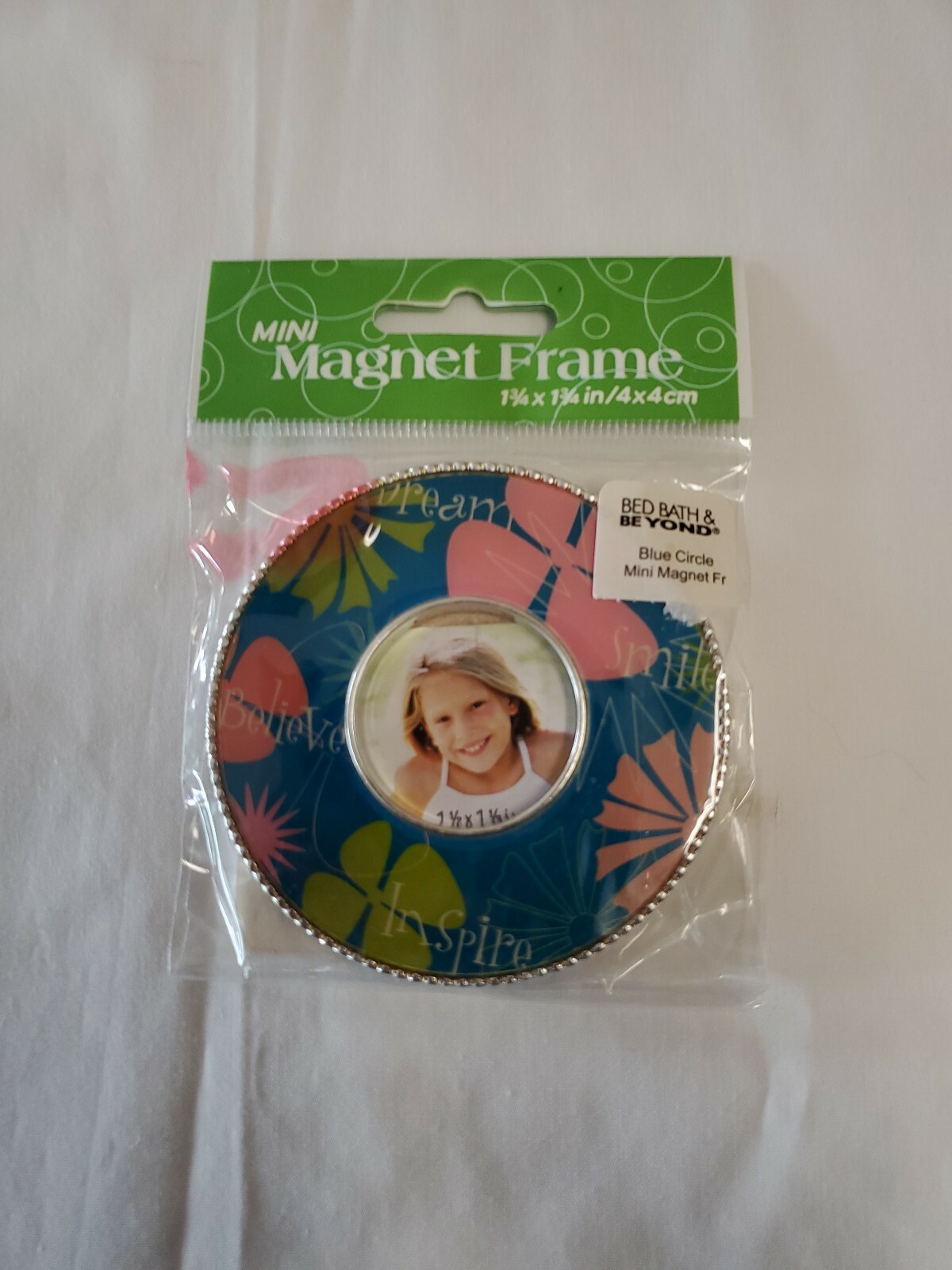 Lot X3 Bed, Bath & Beyond Mini Magnet Frames 1.5″ X 1.5″ Blue Circle BRAND NEW!