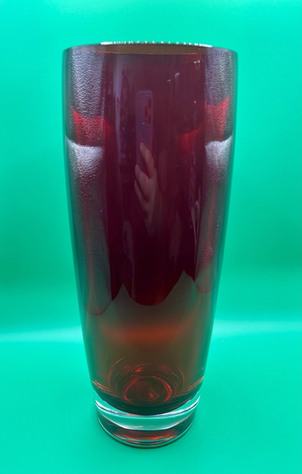 Vintage Red❤️Bohemian 24% Lead Crystal Vase Czech Republic Larger Beautiful